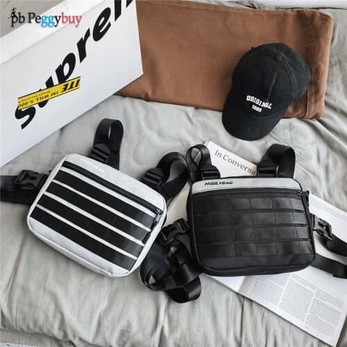 Hip-hop Style Men Chest Bag Contrast Color Large Pad Male Square Vest Strap Bag Trendy Style Rectangle Chest Utility Pack