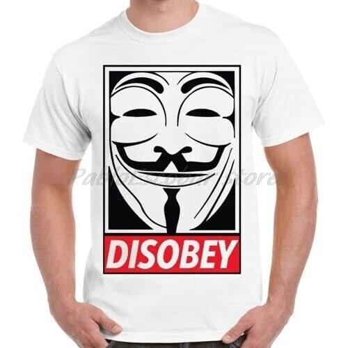 Disobey Vendetta Anonymous Mask Retro Cool Vintage Retro T Shirt male brand t-shirt summer men cotton tshirt drop shipping
