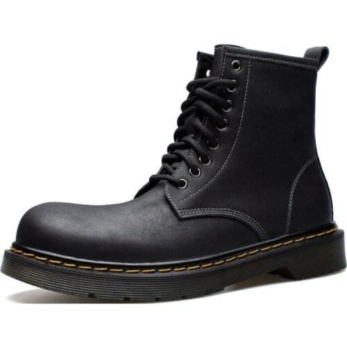 Men Ankle Martin Boots Outdoor Genuine Leather Autumn Spring Non-slip Walk Male Casual Flats Work Shoes Platform Fashion