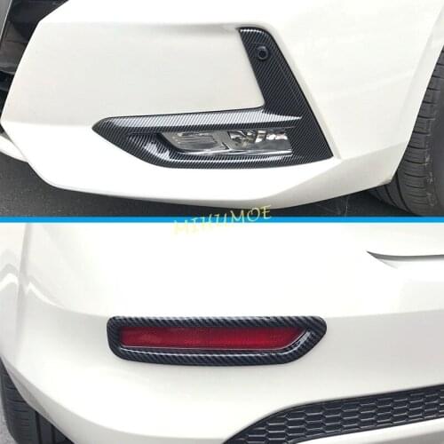 Carbon Fiber Front & Rear Bumper Fog Light Cover Trims For 2020 2021 2022 Nissan Sentra