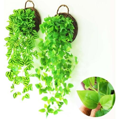 Real touch Artificial plants silk flower Fake Hanging Vine Green Creeper Leafs wall decor balcony Home Wedding Garden Decoration