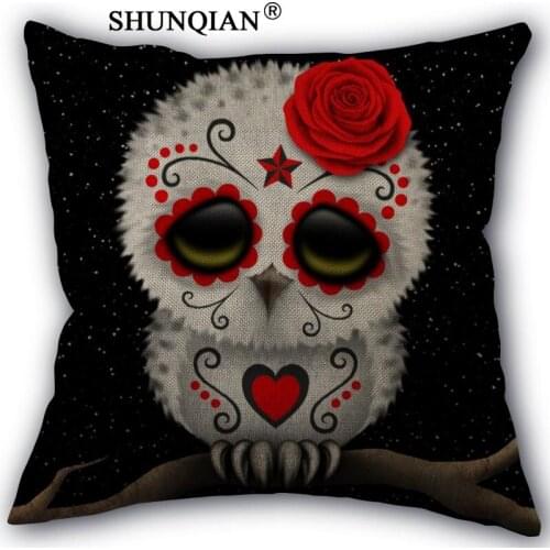 Day of the dead Pillow Cover Custom Cotton Linen Decorative Pillows Covers Case For Textiles Chair 45x45cm one side A1017