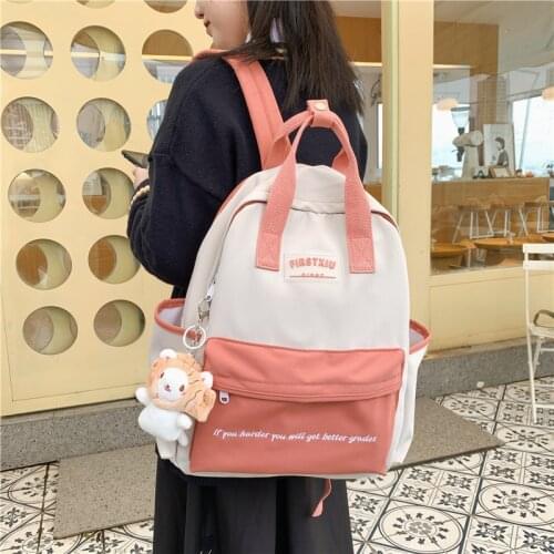 Nylon Women Backpacks School Bags for Teenagers Girls Panelled Middle Student High School Backpack Female 2021 New