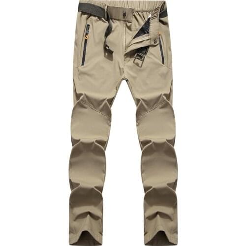 Outdoor mountaineering fishing solid color thin section moisture wicking quick-drying breathable large size stretch pants male