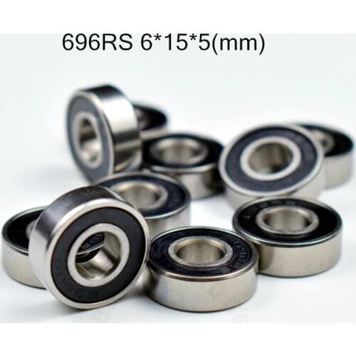 696RS 6*15*5(mm) 10pieces bearing free shipping ABEC-5 bearings 10pcs rubber Sealed Bearing 696 696RS chrome steel bearing