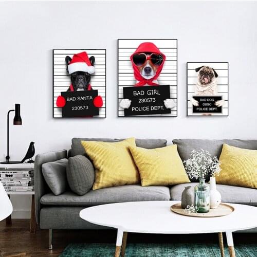 Nordic Modern Style Cute Dog Colorful Canvas Animal Painting Poster Print Decor Wall Art Pictures For Living Room Baby Bedroom