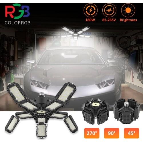 Led Garage Light 180W, 18000LM LED Garage Ceiling Lighting with E26/E27 Medium Base, 6000K Deformable LED Shop Light with 10+1 A