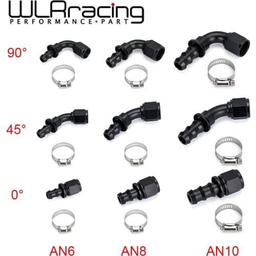 Universal AN6 AN8 AN10 Push-on Hose End Fittings Fuel Oil Cooler Hose Fitting 0 45 90 180 Degree Reusable Connection Adapter