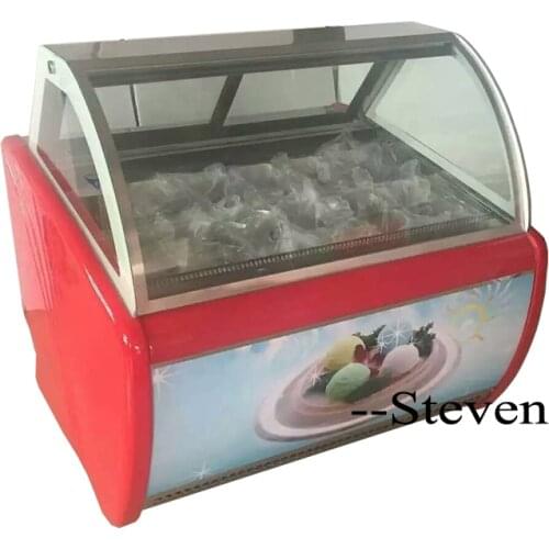 Factory price-22 degree 950W 14 pans ice cream display freezer ice cream freezer cabinet/mini ice cream topping display freezer