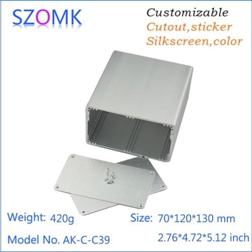 1 pc, 70*120*130mm silvery aluminum case die cast aluminum box aluminum enclosure extrusions for box distribution enclosure