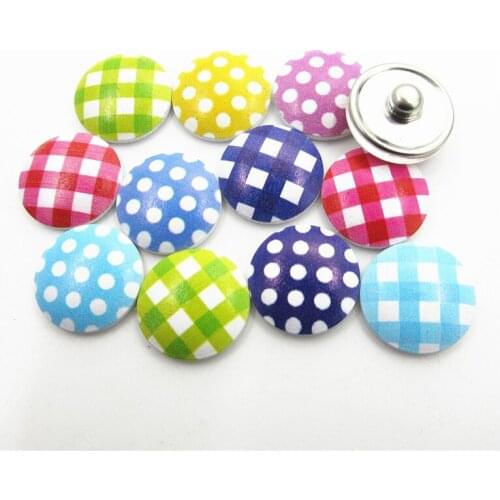 10pcs/lot Mix Printing Wave point grid Snap Buttons 18mm snap buttons Ginger Snap Bracelet&Bangles DIY Snap Jewelry Charms
