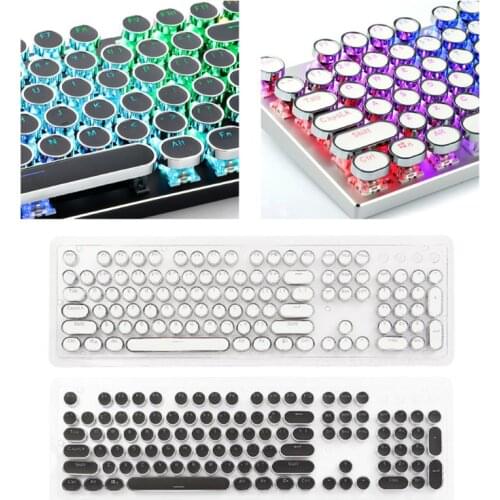 104 Keys Retro Round Keycaps Double Shot DIY Steam Punk Steampunk Typewriter Keycaps for Backlit Classy Player Stylized
