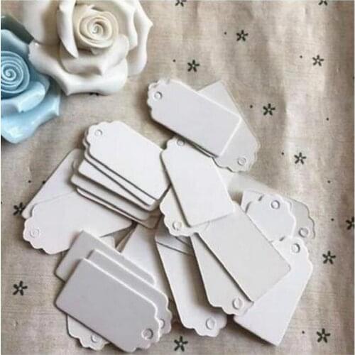 4*2cm High Grade Scallop Shape Mini Black White Kraft Paper Square Label Clothing Accessories Tag With Hemp Rope 500pcs/lot