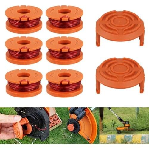 4/6Pcs Good Replacement Spool Line Parts Durable Grass Trimmer Edger Flexible Spool with Caps Garden Tool for WORX WA0010