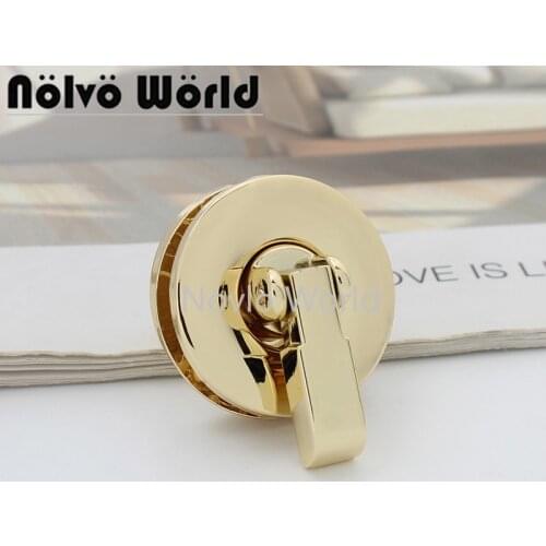 5-30sets 2 colors 28mmm light gold round shape metal flip lock for woman chain bag briefcase luggage accessories