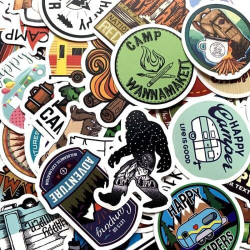 50PCS Outdoor Camping Trip Cartoon Stickers For Waterproof Decal Laptop Motorcycle Luggage Snowboard Fridge Phone Car Sticker
