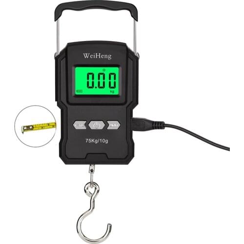 75kg/10g Digital Scale 100cm Tape Measure Electronic Balance Hand Scales for Fishing Luggage Travel Steelyard Weight Machine