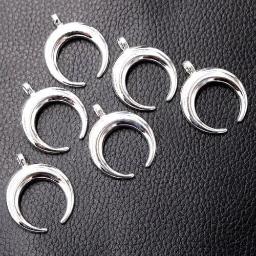 8pcs Silver Plated Moon Charm Metal Pendants DIY Necklaces Bracelets Jewelry Handicraft Accessories 33*27mm P2230