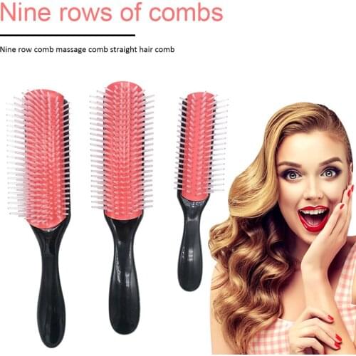 9 Rows Hairdressing Comb Removable Straight Curly Hair Styling Combs Hair Detangling Brushes Scalp Massage Combs