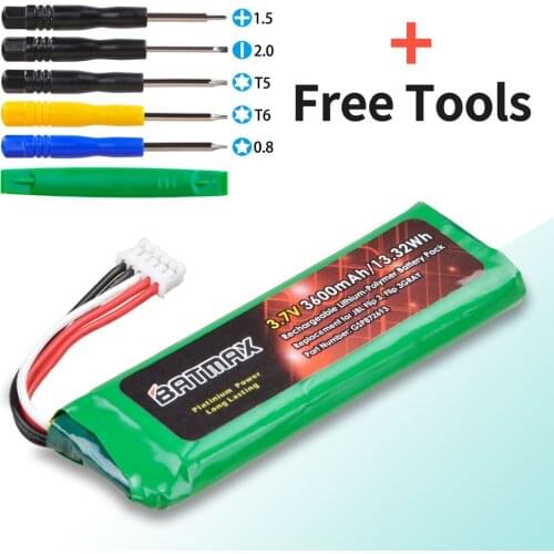 Batmax 3600mAh battery for JBL Flip 3, Flip 3 Gray GSP872693 Rechargeable Battery Pack with Install Tools