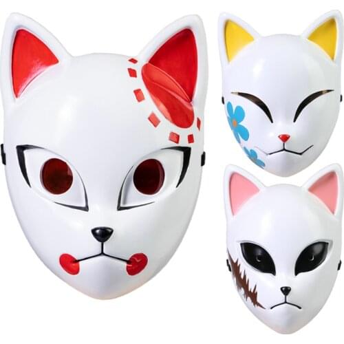 Anime Demon Slayer: Kimetsu no Yaiba Kamado Tanjirou Sabito Makomo Cosplay Costume Mask Halloween Party Prop Fox Mask
