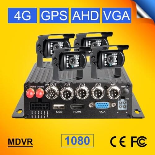 1080p 4G LTE GPS Tracker 256G SD 4CH H.264 Vehicle Car Mobile Dvr Kits 4Pcs AHD 2.0MP Waterproof Night Vision Reverse Bus Camera
