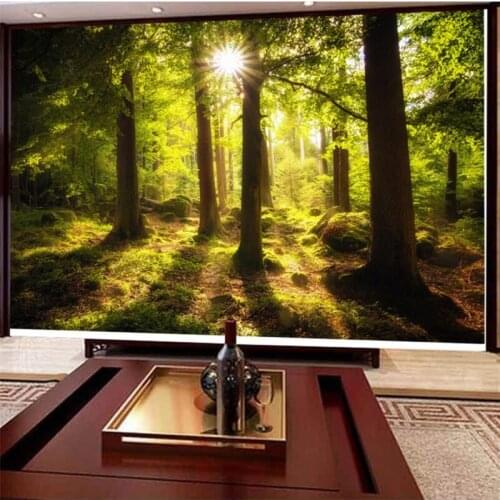 Beibehang Custom wallpaper 3d photo mural virgin forest morning light oxygen living room decorative painting 3d wallpaper murals