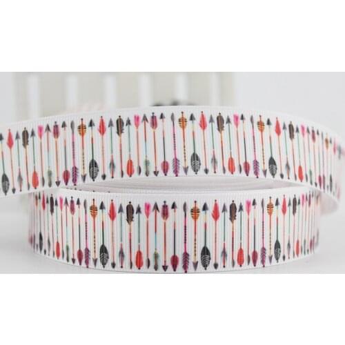Aztec arrow printed white ribbon DIY handmadeHair accessories Material wedding gift wrap 16mm22mm 25mm 38mm 57mm 75mm