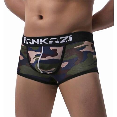 Boxers Sexy Men Underwear Camouflage U Pouch Trunk Underpants Low Waist Fashion Boxer Breathable Shorts Underwear