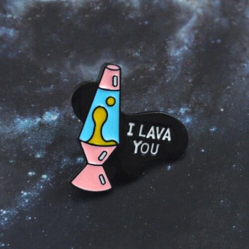 Burner Melt Lava Brooch Black Heart I LAVA YOU Fantasy Love Features Enamel Pin Knit Sweater Hat Couple Badge Boy Girl Jewelry