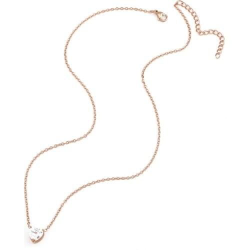 Mavis Hare Crystal Heart Necklace Stainless Steel Heart Luxury Chain Necklace as Mothers Day Valentines Day Gift