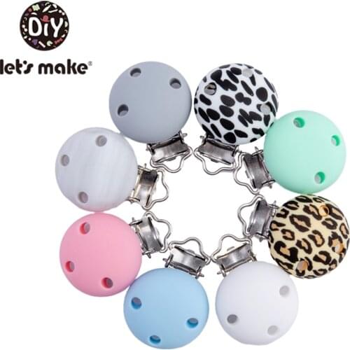 LetS Make 10pcs Holder for Nipples Personalized Holder For Pacifier Clip For Nipple Infant Baby Round Teether Metal Leopard
