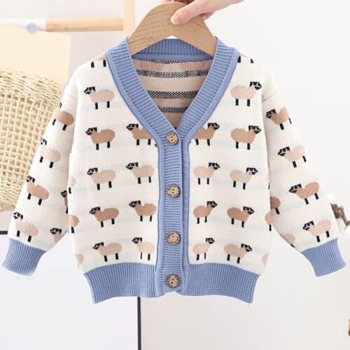 Childrens Sweater Cardigan Autumn Winter Cartoon Pattern Long-sleeve Knitted Sweater Cute Boy Girl Clothes Jacket