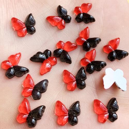 DIY 80pcs 10mm Colorful Butterfly Flatback rhinestone applique stones and crystals Cabochon Button wedding -B223
