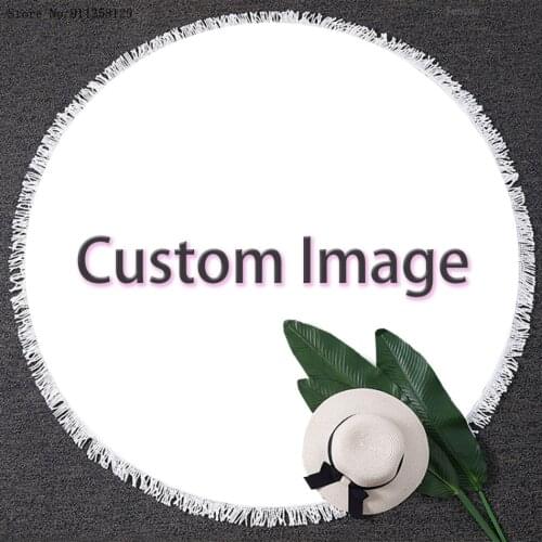 Home Textile Custom Round Tassels Beach Towel Personality Send Picture Blanket Yoga Matt Cover Cloth Summer Round Beach Towel