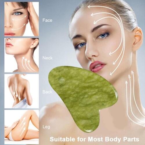 1pcs Green Gua Sha Board Natural Jade Stone Massage Spa Massager Antistress Board Care Sha Tool Therapy Scraping Gua Body M5L0