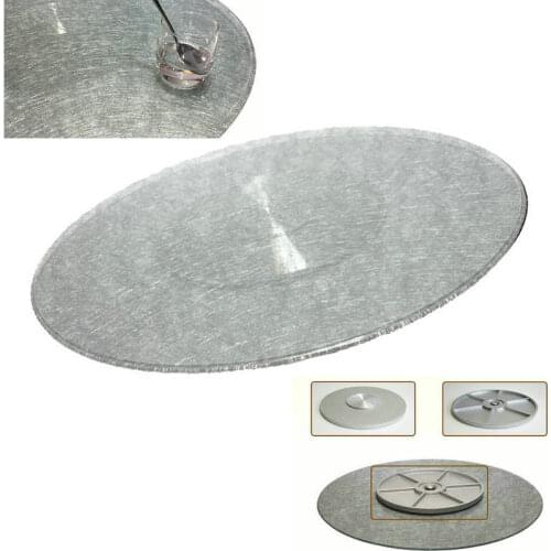 HQ SW01 UPGRADE Tempered Glass with Silver Wire Glass Turntable Lazy Susan with Fiberglass Base Swivel Plate