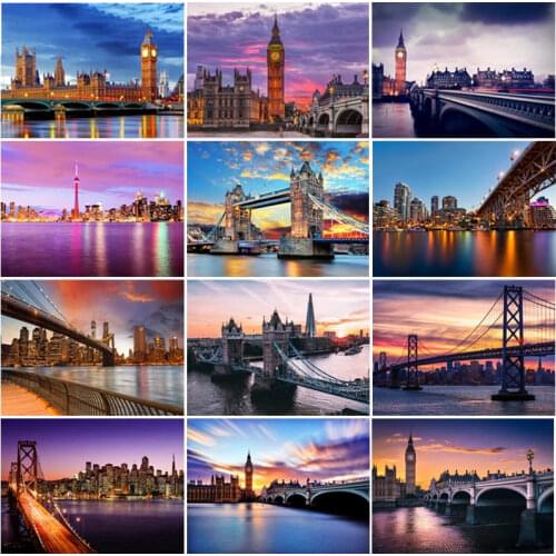 5D DIY Diamond Painting Full Big Ben Bridge Landscape Diamond Mosaic Stitch Interior Paintings Art Picture Handicraft Home Decor