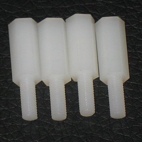 M2.5*5/6/8/10/12/15/18/20/25mm+6mm White Nylon Hexagon Male To Female Standoff Spacer For PCB Motherboard 500pcs/lot