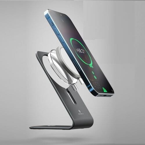 For Magsafe iPhone 12 Mini Pro Max Magnetic Wireless Charger Stand Desktop Cell Phone Holder Aluminum Charging Dock Station Base