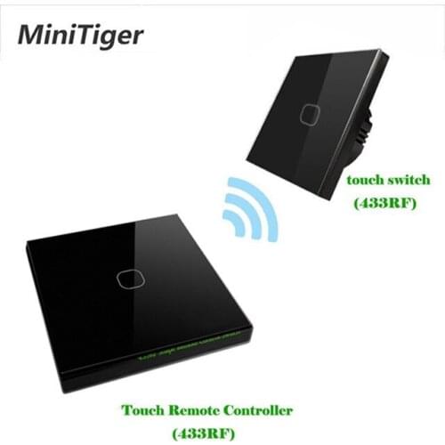Minitiger EU standard Smart Home wireless 433Mhz(1527 chip) Black White Switch shape Touch 30M Remote controller