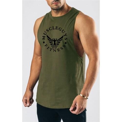 Gym Men Fitness Workout Singlets Muscle Vest Men Bodybuilding Tank Top Cotton Sports Sleeveless Shirt Summer Brand Gym Clothing