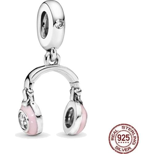 New 925 Sterling Silver Bead Headphones Dangle Charm DIY fine beads Fit Original Pandora Charms Bracelet Jewelry 2021