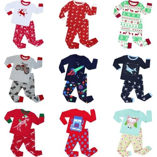 Girls Rocket Pajamas Baby Motorcycle Clothing Sets Kids Airplane Pyjamas Boys Christmas Pijamas Girls Dinosaur Sleepwear