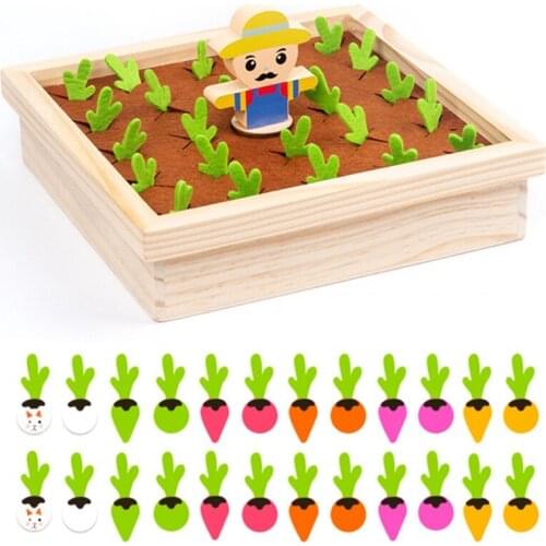 Suitable for Preschoolers Pulling Carrot Wooden Toy with Round and Smooth Touch Develop Hand-eye Coordination D5QA