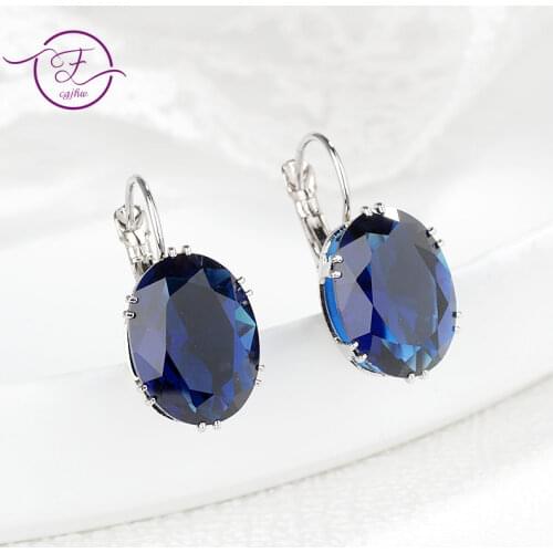 Multi-color Treasure Sapphire Aquamarine Color Gemstone Earrings Silver Drop Earrings Blue Black Jewelry