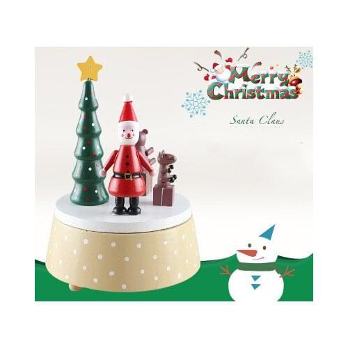 Christmas style painted red carousel music box baby room decoration Unisex Wooden Horse Carousel Box birthday Gift Home Decorat