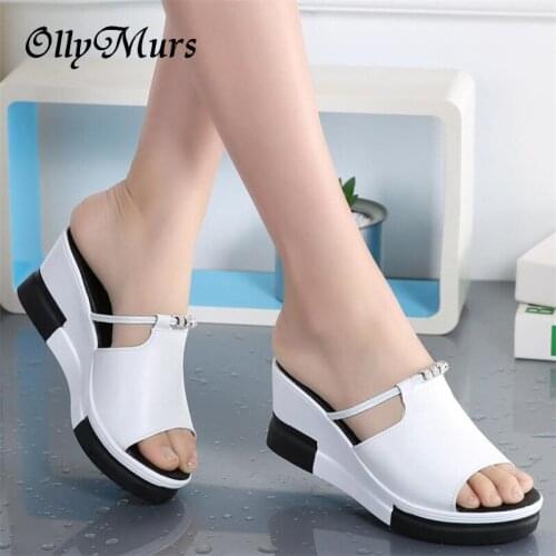 Shoes woman platform slippers wedge slippers rhinestone slides white slippers women summer women fashion sandals slides zapatos