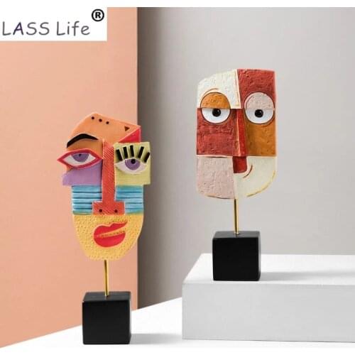 Modern Resin Figure Statue Creative Abstract Human Face Art Statues Sculpture Nordic Decoration Office Home Decor Ornaments