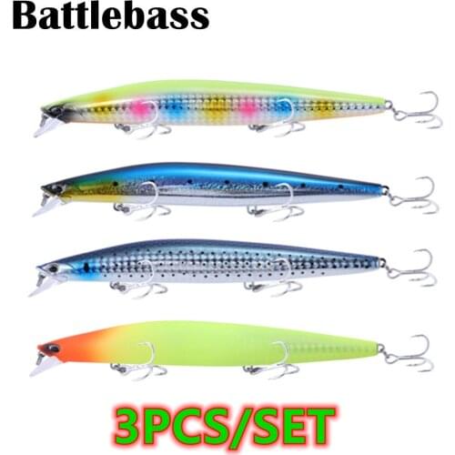 BATTLEBASS 3PCS/SET 145S Ultra-long Casting Floating Minnow Fishing Lure 145mm 23g Sea Fishing Hard Bait Piura Seabass Baits